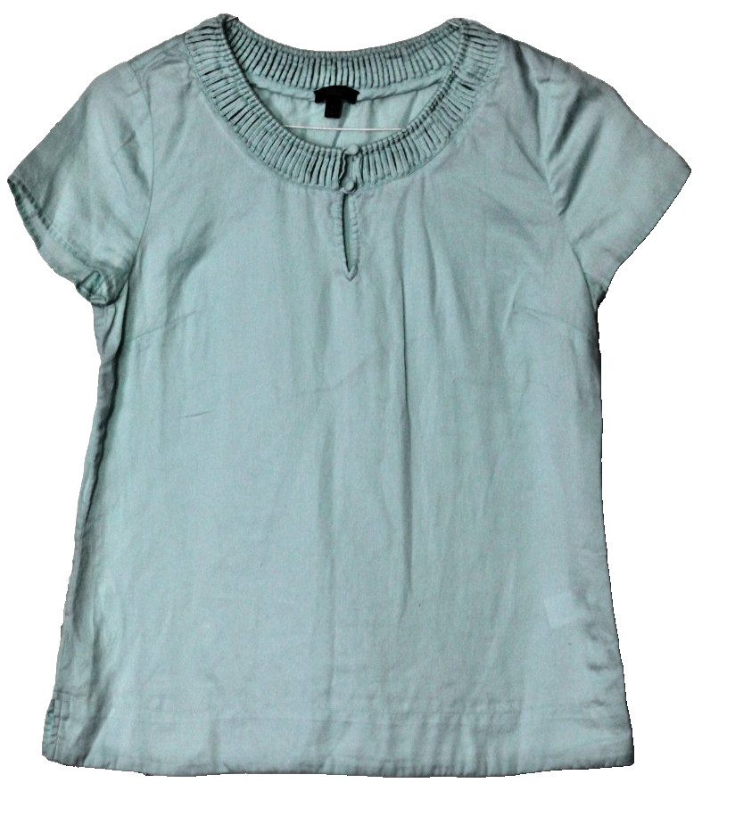 TALBOT’S TUNIC BLOUSE ladies size S mint green short sleeve keyhole neck cotton