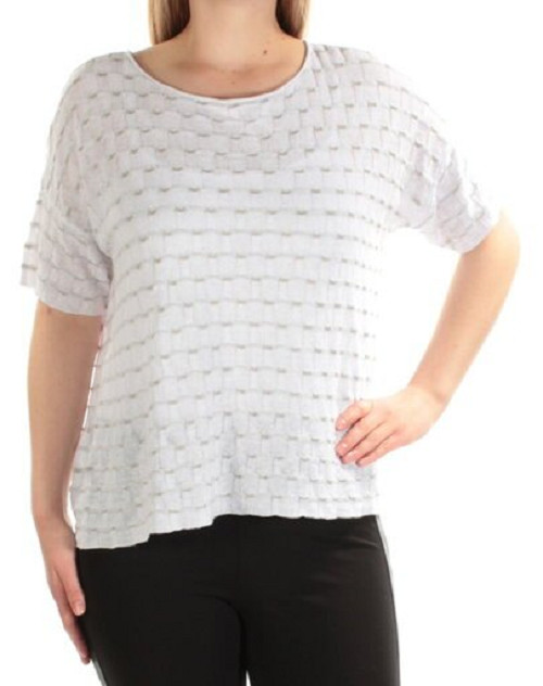 NEW EILEEN FISHER WHITE JERSEY ORGANIC LINEN TOP SIZE M $168