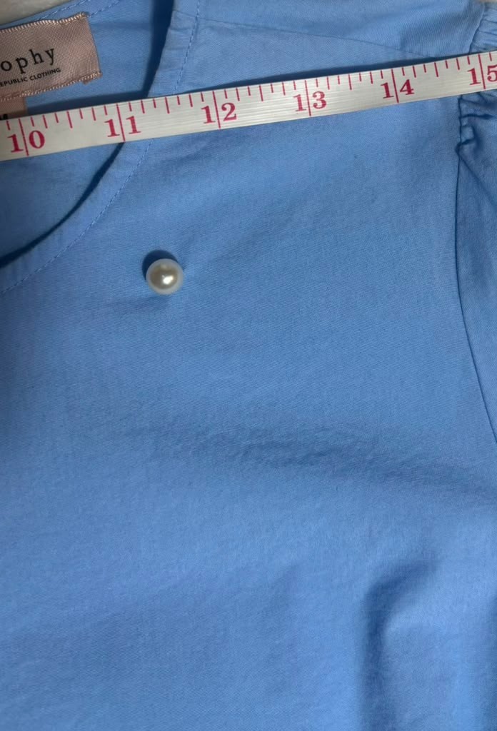 Philosophy Republic Women’s Blue 100% Cotton Pearl Bell Sleeve Blouse Size M