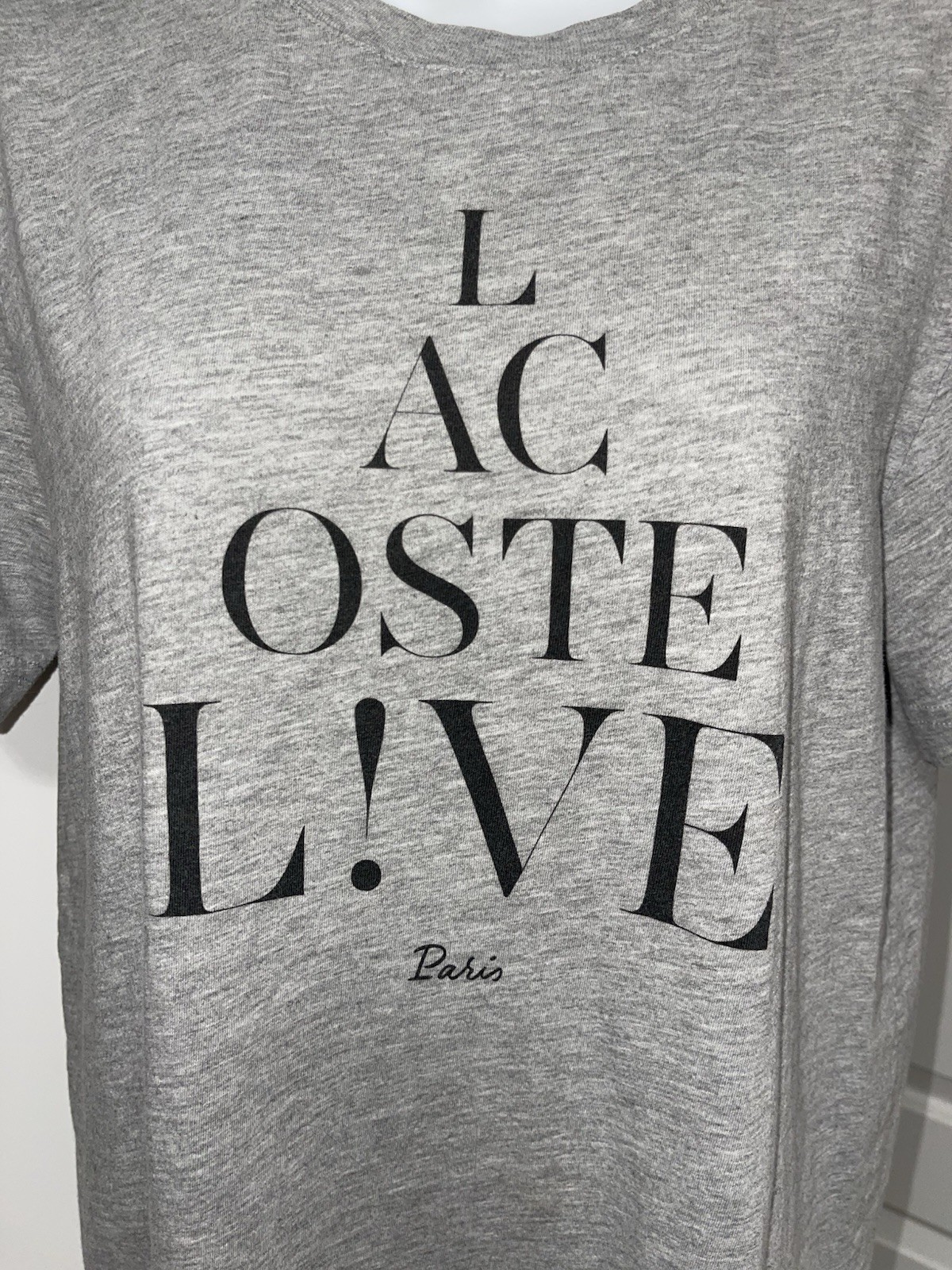 Lacoste L!ve LIVE women’s t-shirt Heather Grey Soft Cotton Blend Size 3 Medium