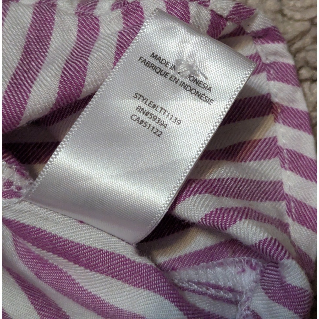 BeachLunchLounge Button Down Shirt Top Sz M Purple Stripe Beach Vacation Boxy
