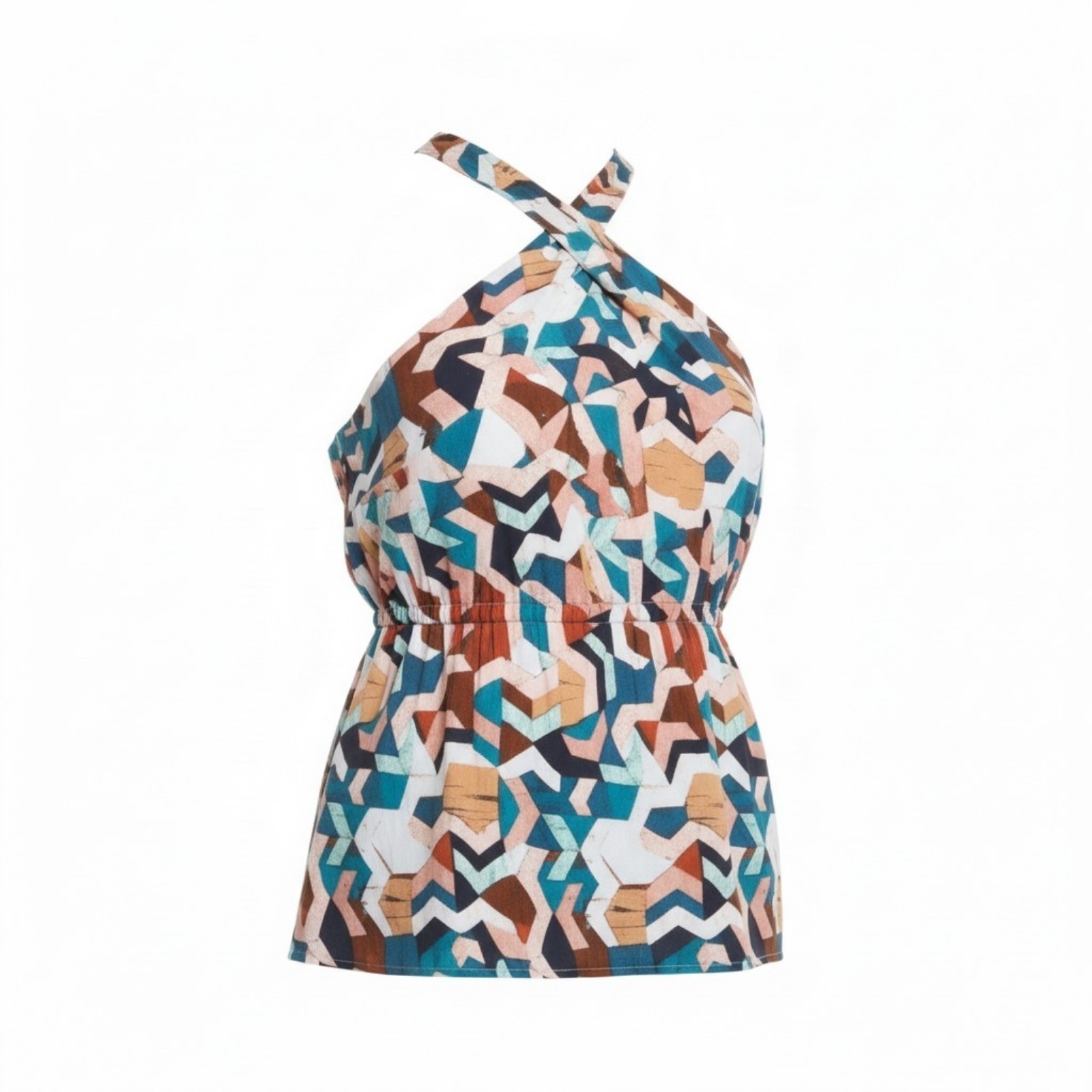 Lane Bryant Geo Print Peplum Cross Strap Back Tank Faux Button Front Plus Siz 28