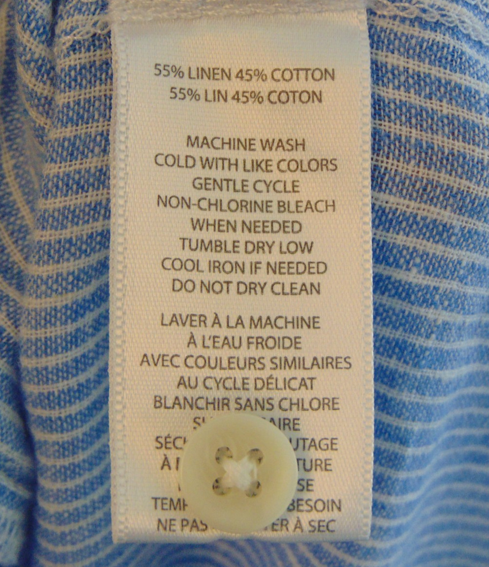 Beach Lunch Lounge Sleeveless Top M Blue White Stripe Linen Cotton Blend Smocked