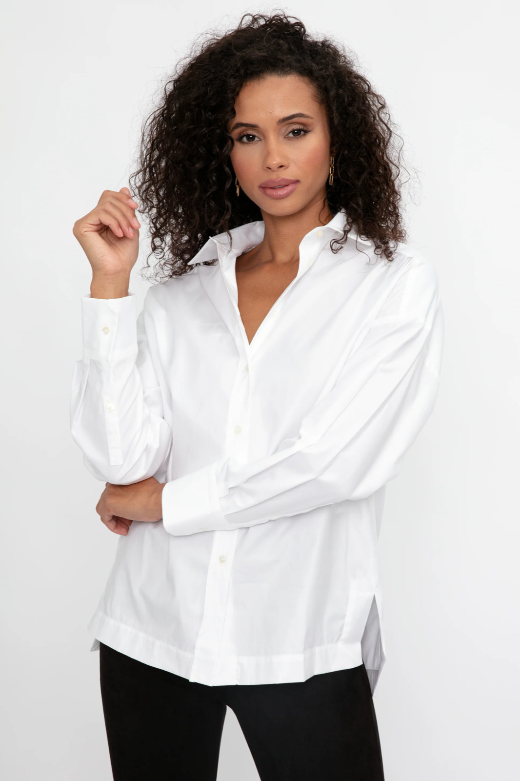 Max Mara Leisure White Cotton Lyocell Rispoli Button Down Shirt EUC 6