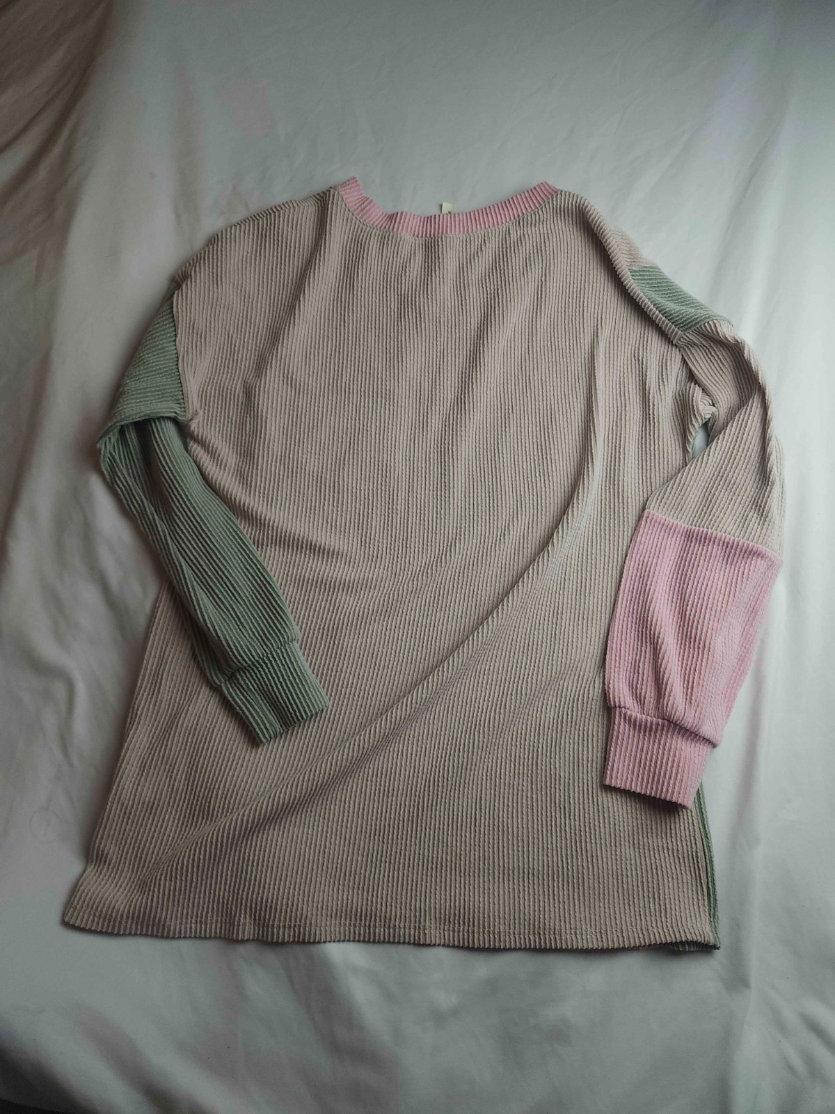 Celeste Top Womens S Colorblock Waffle Knit Thermal Cozycore Streetwear Pocket