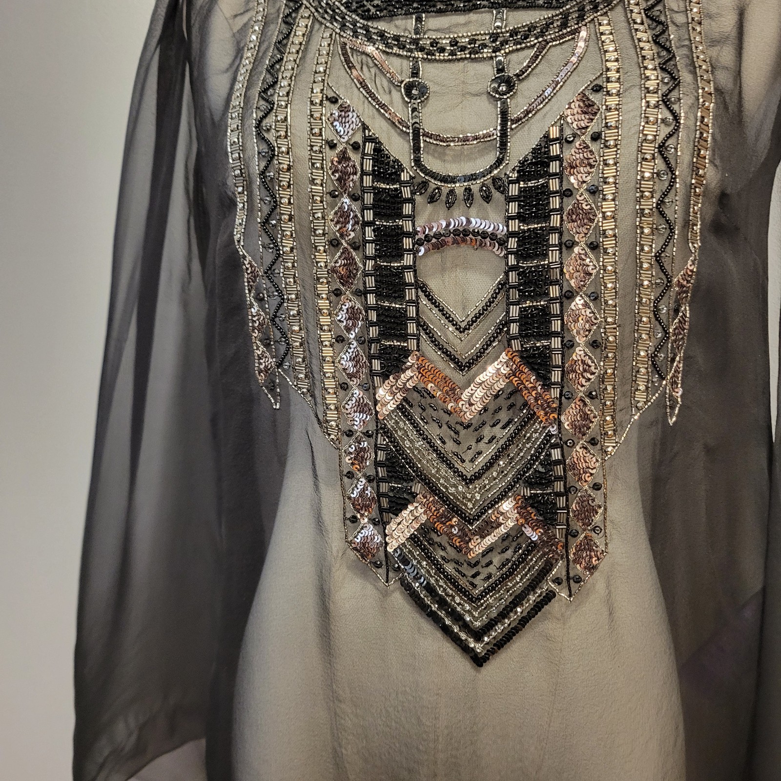 Ralph Lauren Purple Label Esmerelda Embellished Chiffon Blouse Womens 6 $1290