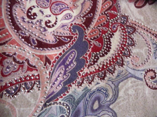 Westport Pink, Gray & White Paisley Round Neck ¾ Sleeve Top, Size 1X