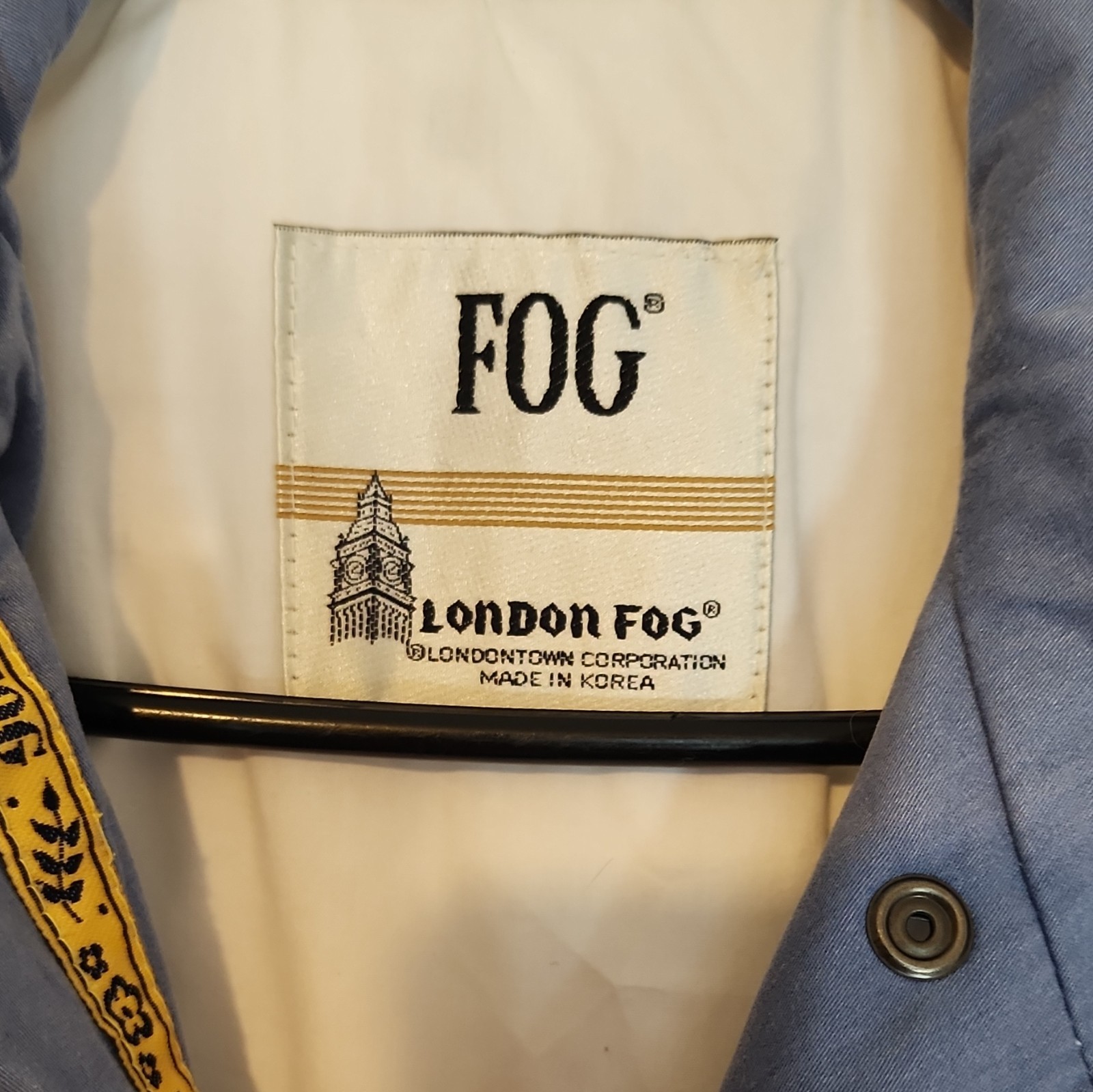 London Fog Women’s White Blue Hooded Windbreaker Jacket Zip Button Front XS Reg