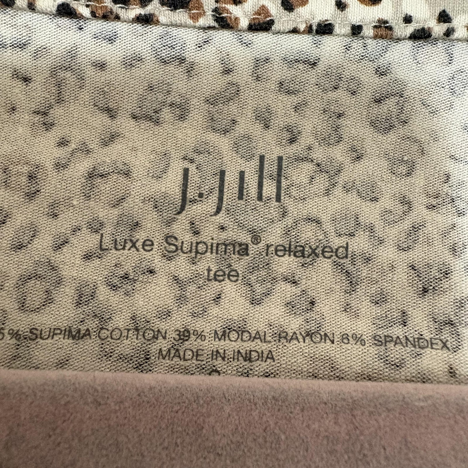 J Jill Shirt Womens Medium Beige Leopard Print Scoop Neck Long Sleeve Top