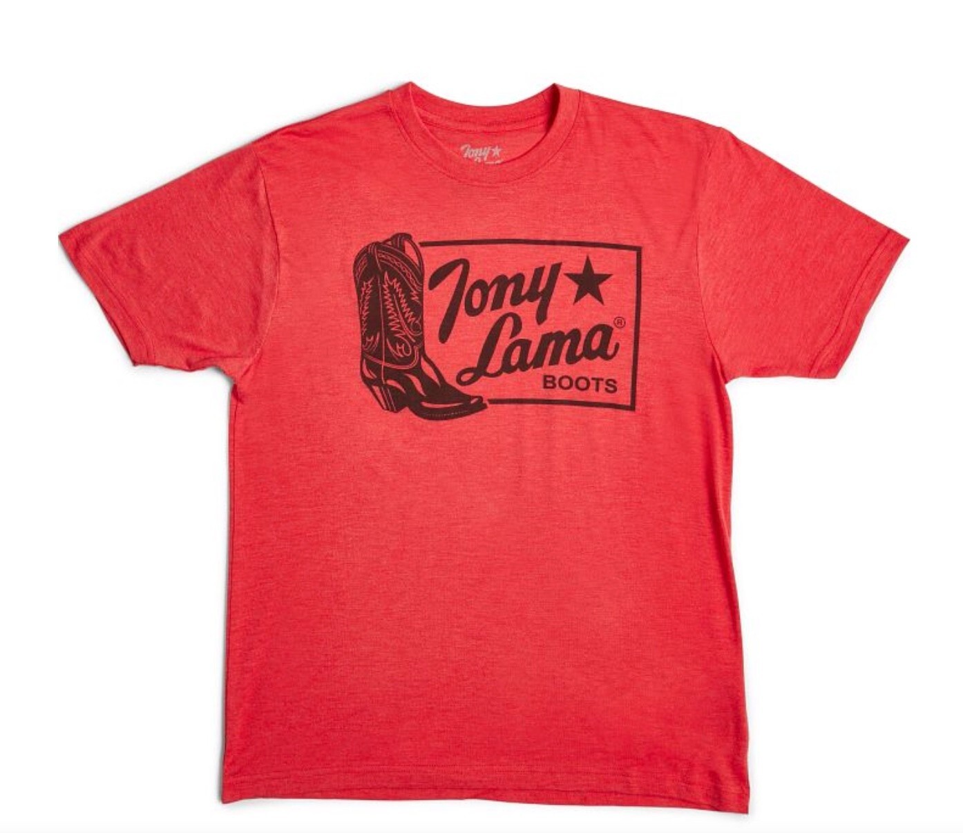 Tony Lama Graphic Boot Tee Size Small Cotton Blend Crewneck Short Sleeve Red EUC