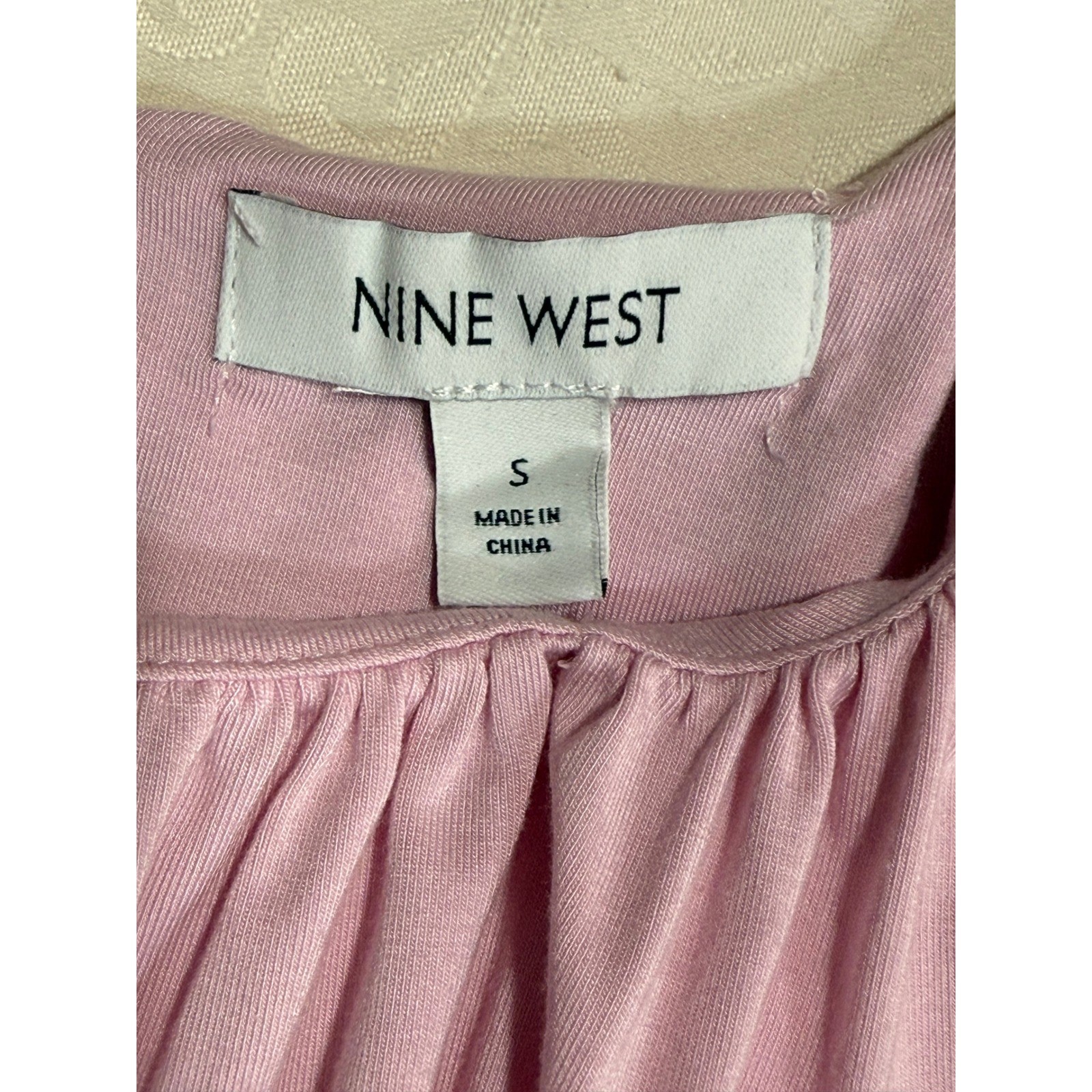Nine West Gathered Blouse Womens Small Pink Sleeveless Barbiecore Office Chic