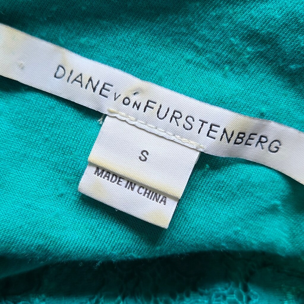 DVF Diane von Furstenberg Lace Blouse Teal Dressy Work Dressy Top Womens Small