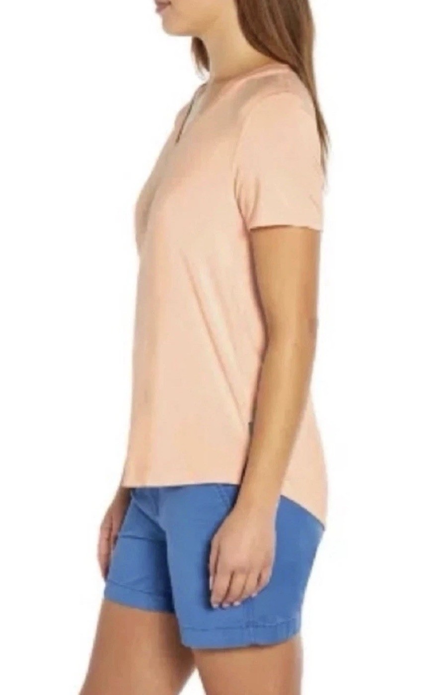 GAP Women’s Short Sleeve V-Neck Tee- Peach Parfait, Size-Small