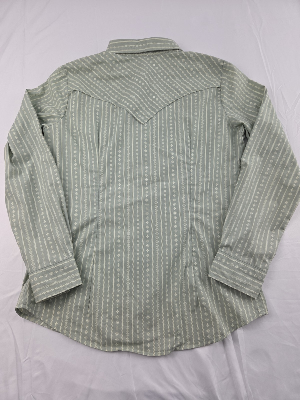 Wrangler Womens Pearl Snap Western Shirt Southwestern Aztec Green Size Medium