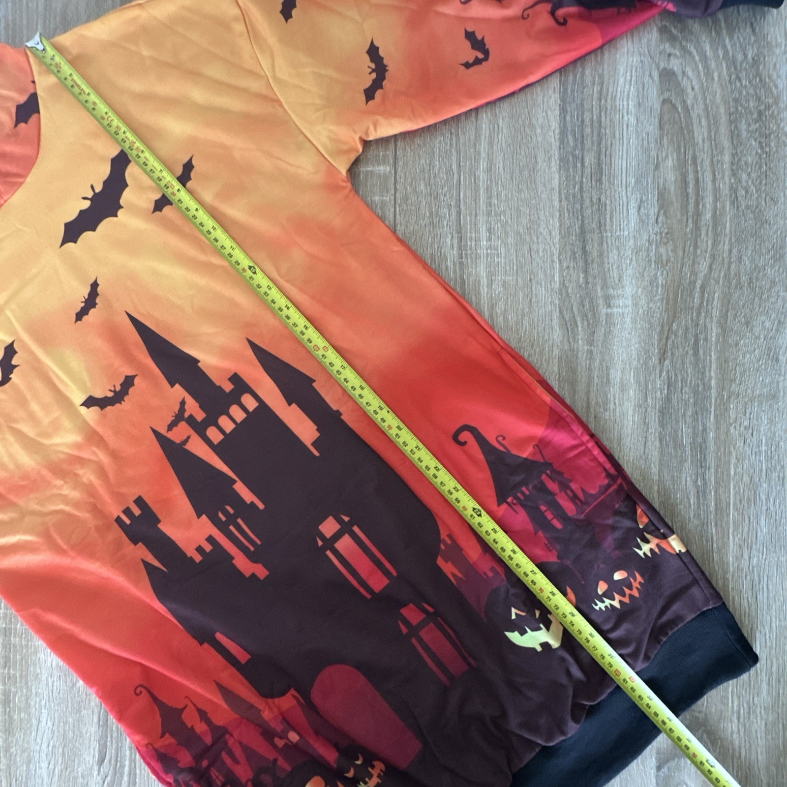 Fancy Costume Bat Womens Size UK 12 L Oversized Hoodie Long Sleeve Castle Print