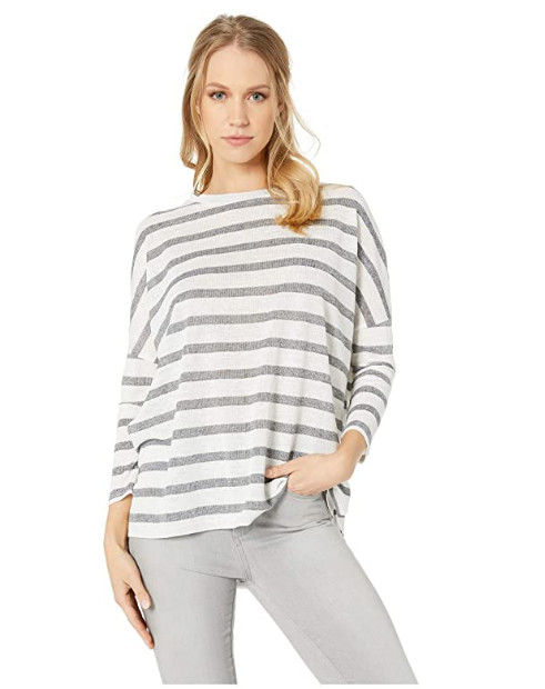 Bishop & Young Women Stripe Slub Tee Gray Size M 5931