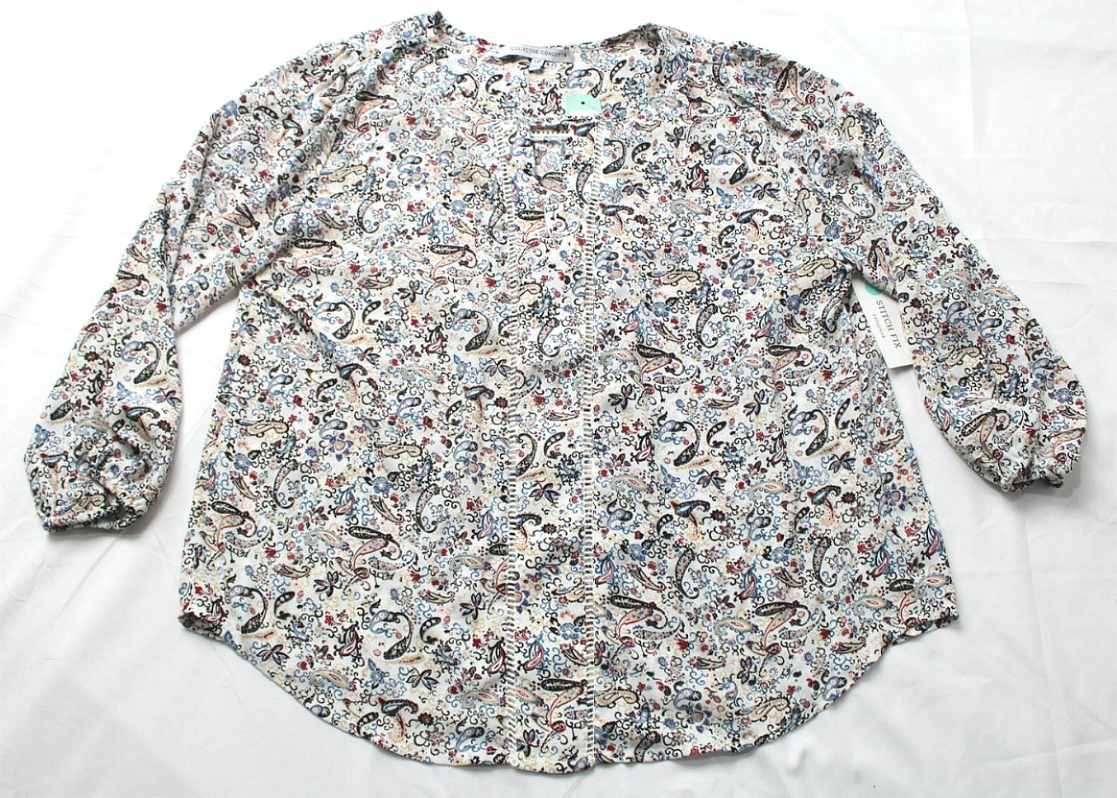 Collective Concepts Women’s Petite Warner Lattice Blouse NC3 Light Blue Size LP