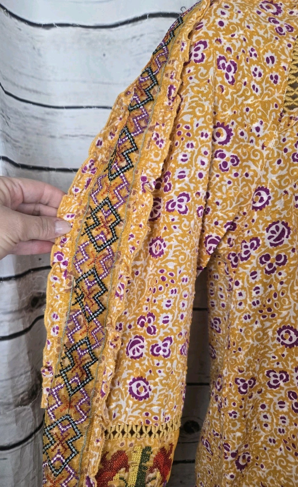 Anthropologie Maeve Goldie Embroidered Top 2 Boho Womens Orange Floral Print