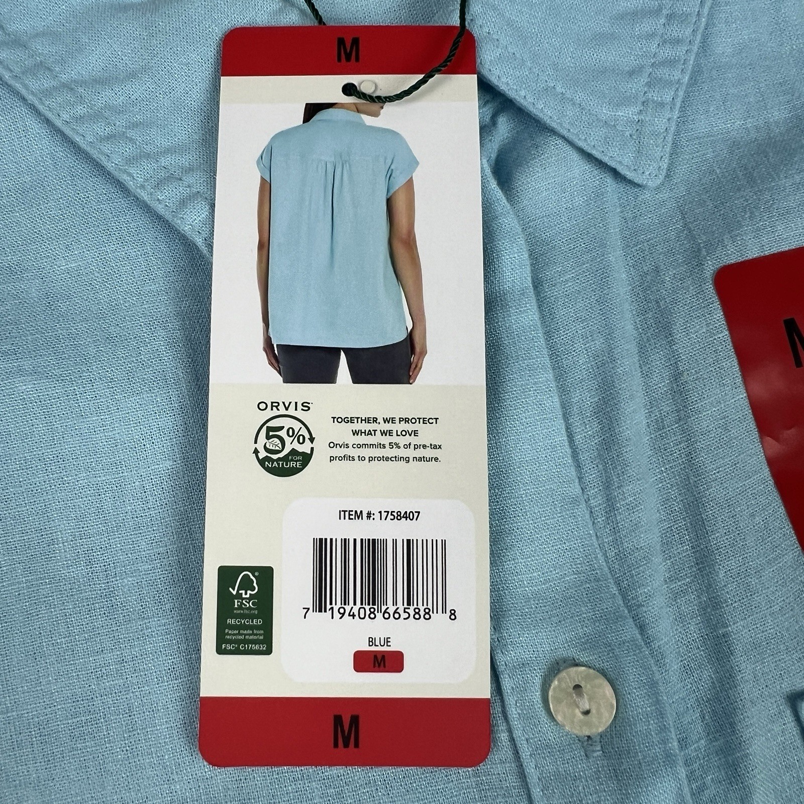 Orvis Linen Rayon Shirt Womens M Short Sleeve Button Up Collared Outdoor NWT