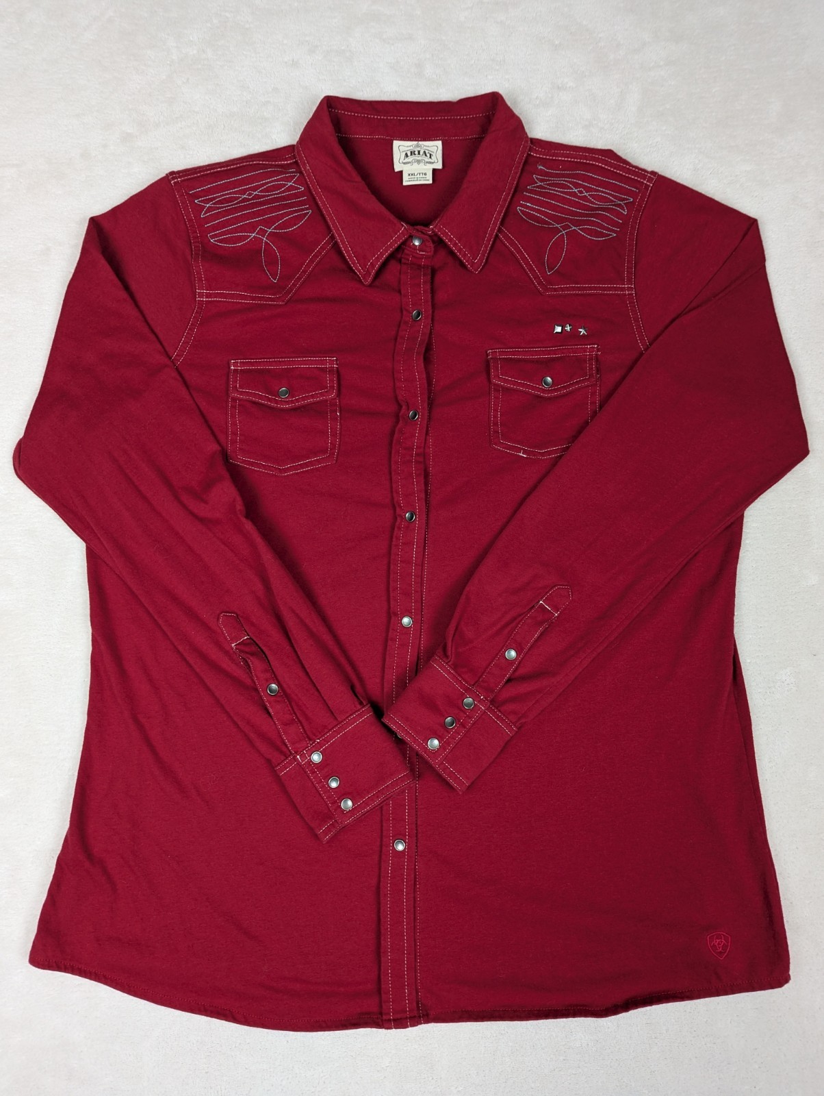 Ariat Fitted Women’s XXL Long Sleeve Button Up Shirt Red Sequins Spangles
