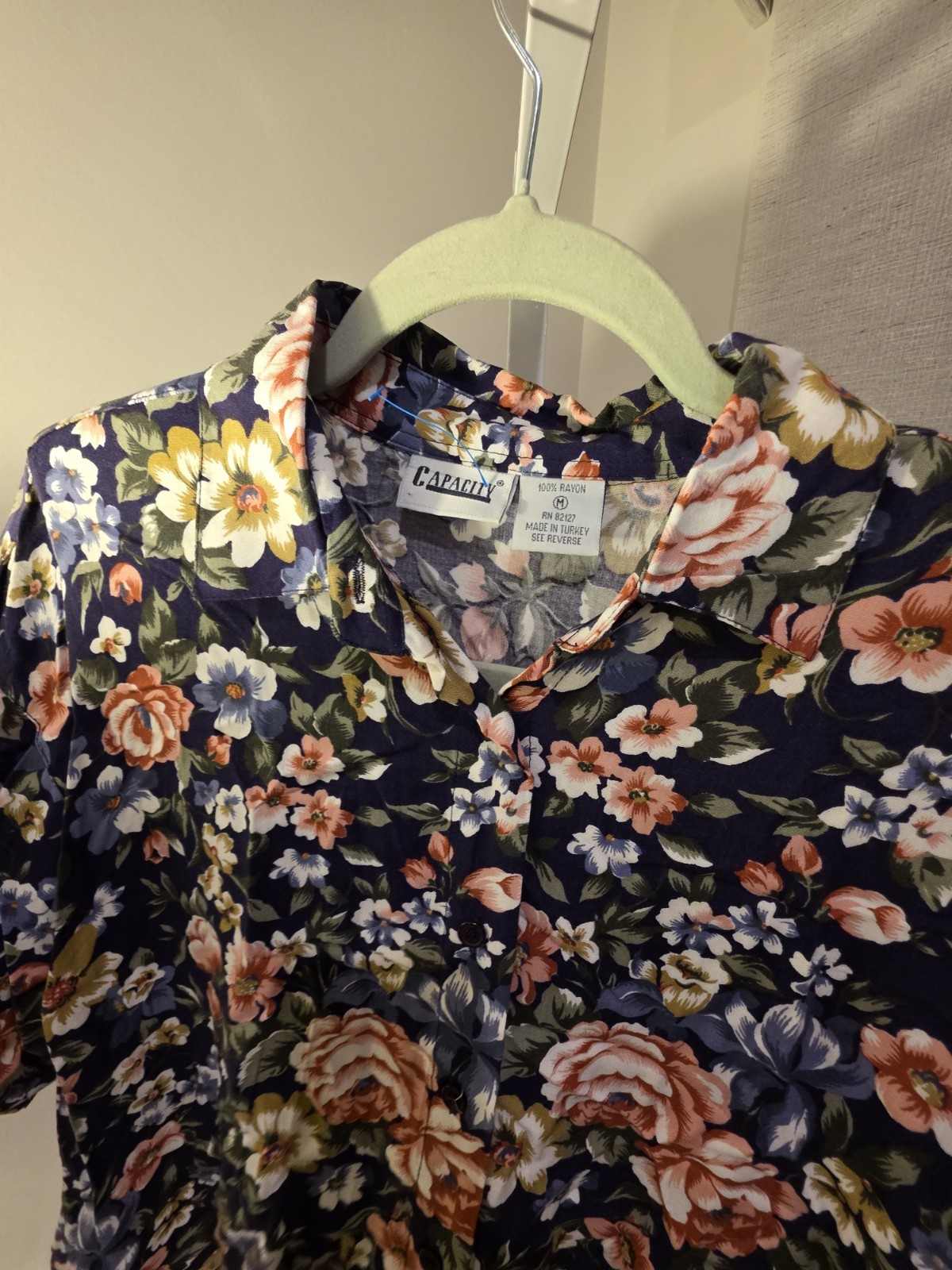 VTG Floral 90s Button Down Rayon Short Sleeve Blouse Deadstock NWT Cottage Camp
