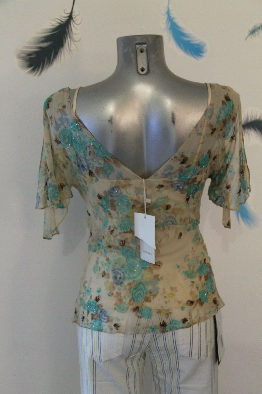 Luxurious IBLUES Silk Overlapping Top Size 38 FR 42I 36 D NEW Value €195