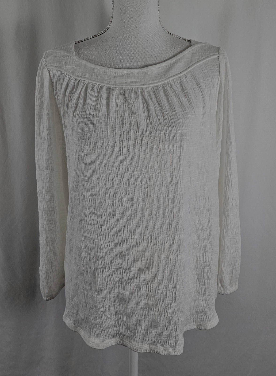 New Cable Gauge Womens Pullover Top Off White Polyester Viscose Spandex Large