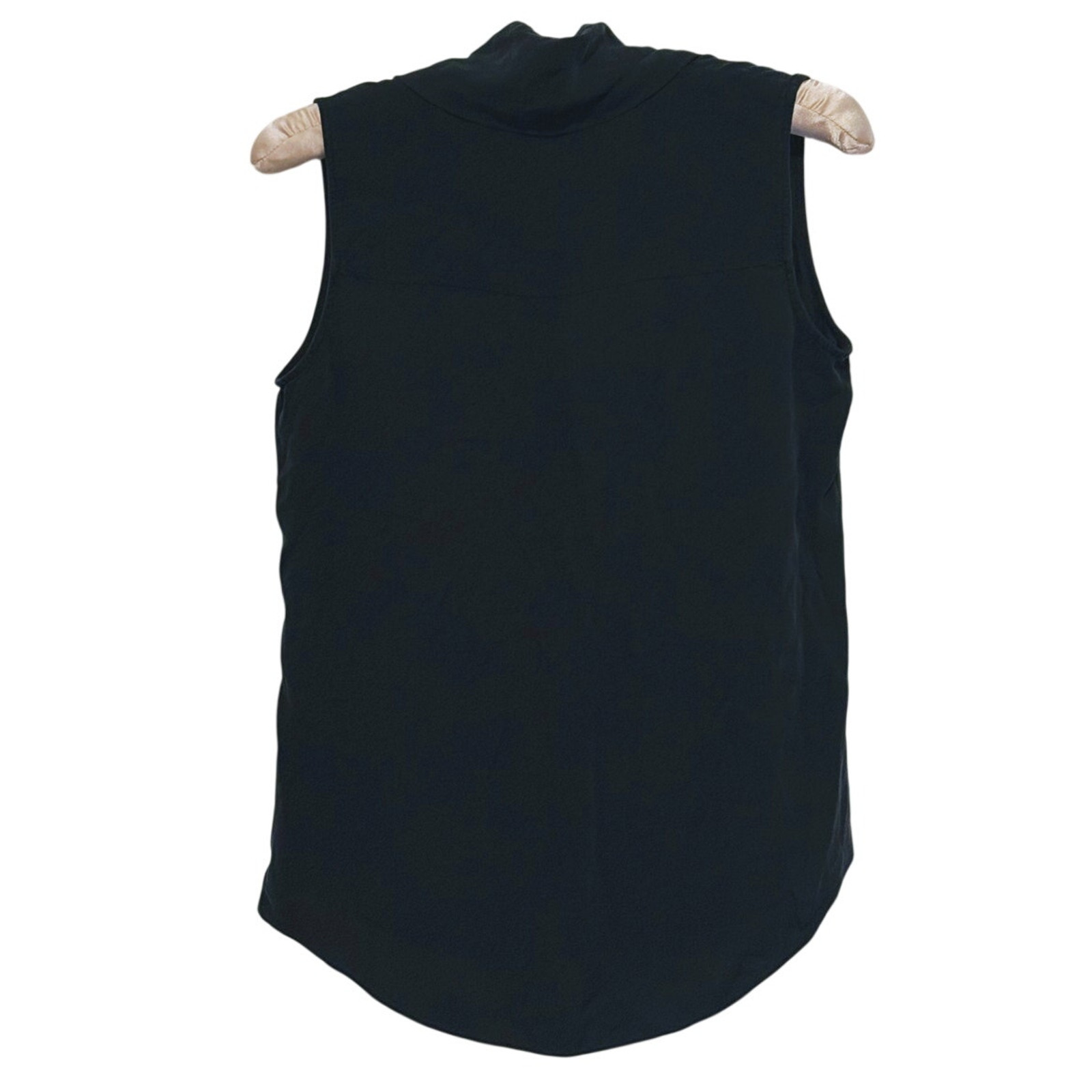 Theory Womens Silk V-Neck Sleeveless Blouse Medium Black Quiet Luxury Minimalist