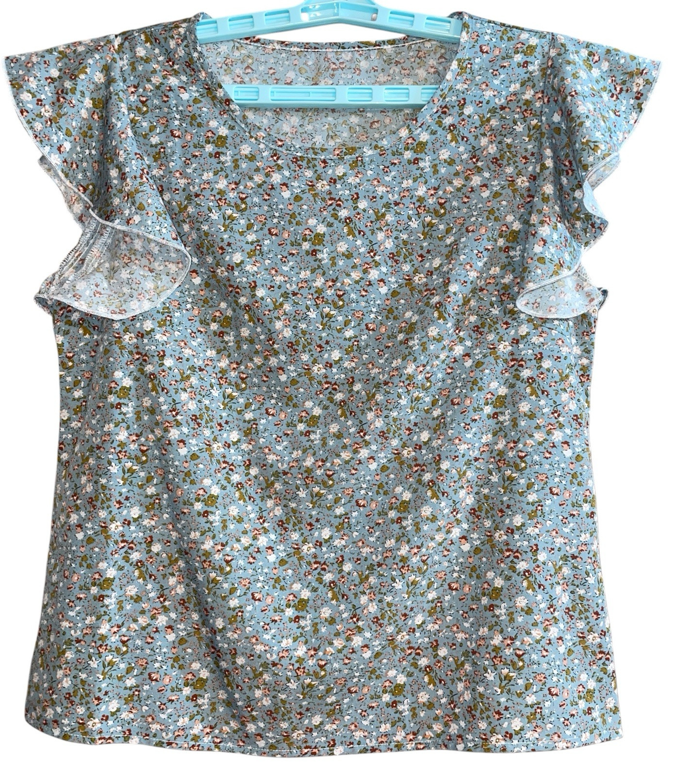 Women’s Peasant Light Blouse Sz M Cottagecore Floral Prairie Ditsy Ruffle Countr