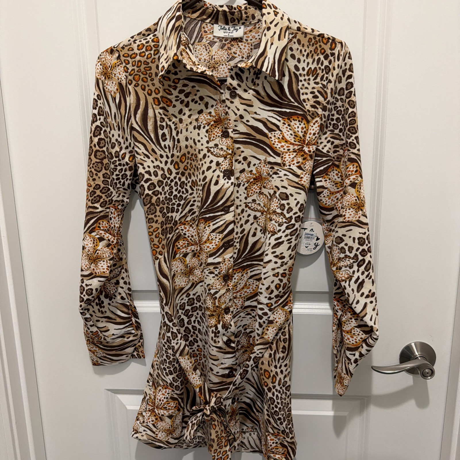 Animal Print Top Jolie & Joy Long Sleeve Size Small