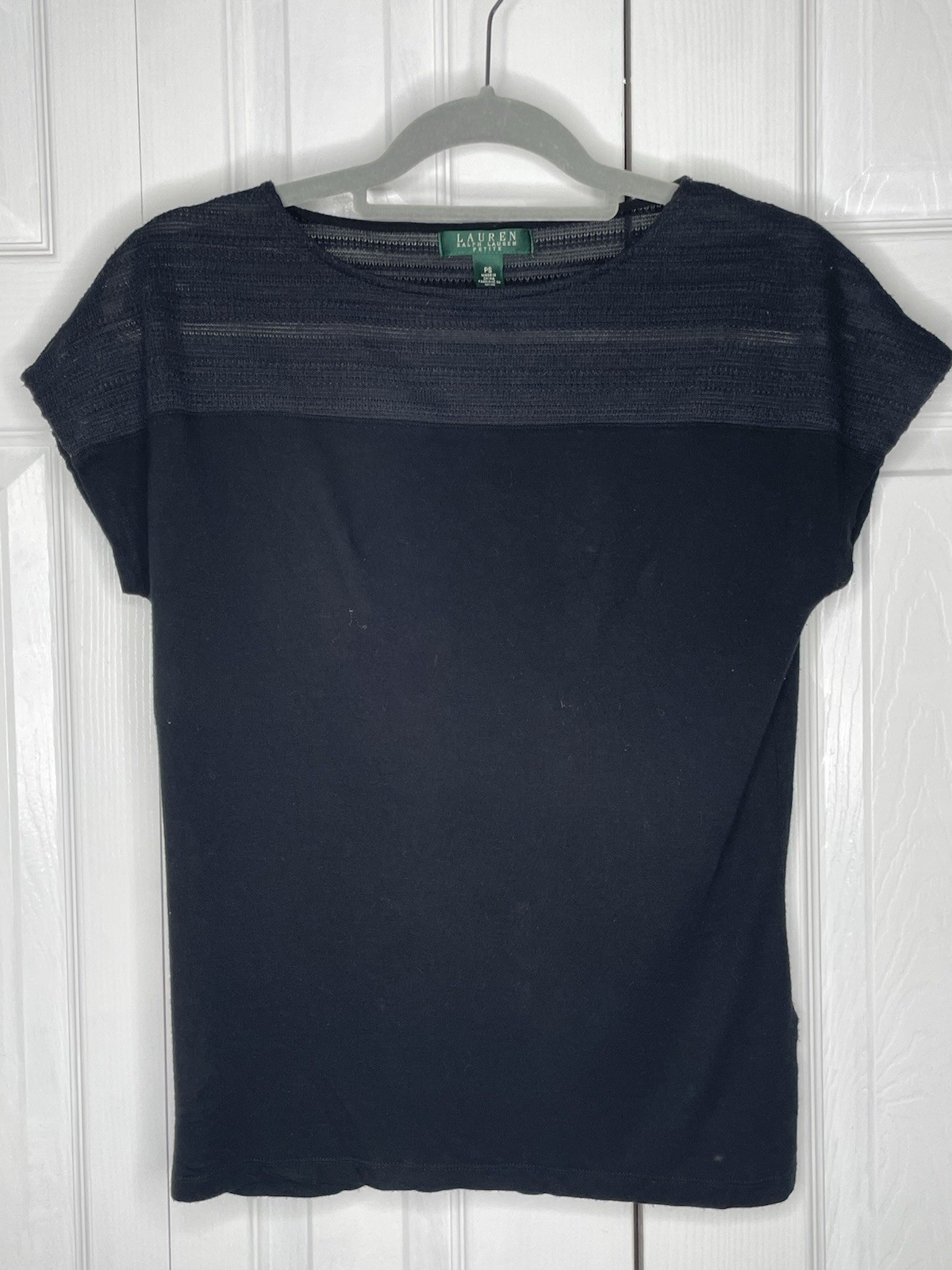 Ralph Lauren black blouse, half sleeve with detail at the top, Size PS