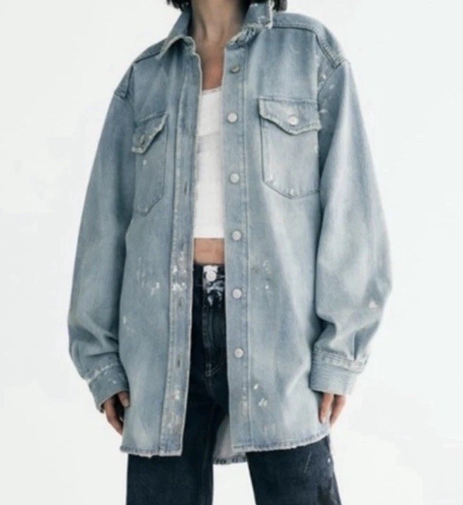 ZARA Paint Splatter Oversized TRF Denim Over Shirt Size M/L