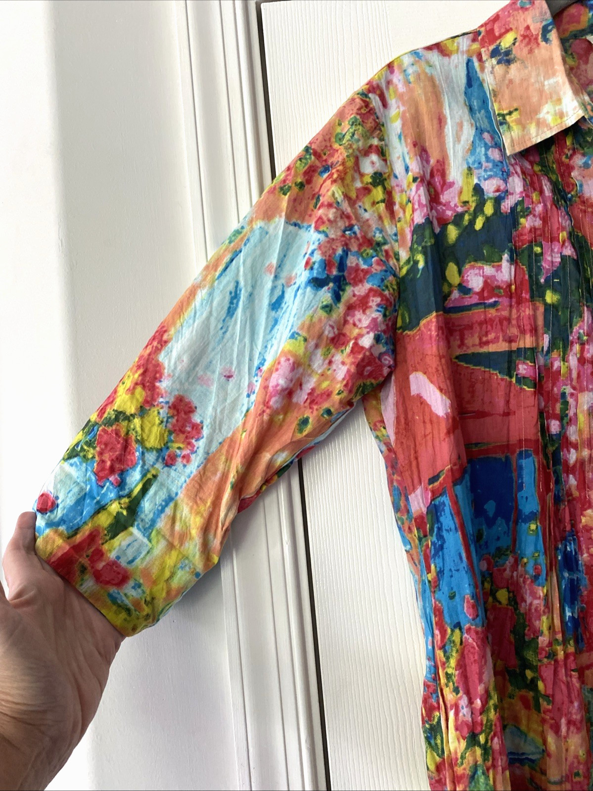 WOMENS ORIENTIQUE NATURALLY AUSTRALIA ORGANIC COTTON ABSTRACT PRINT TUNIC TOP MD