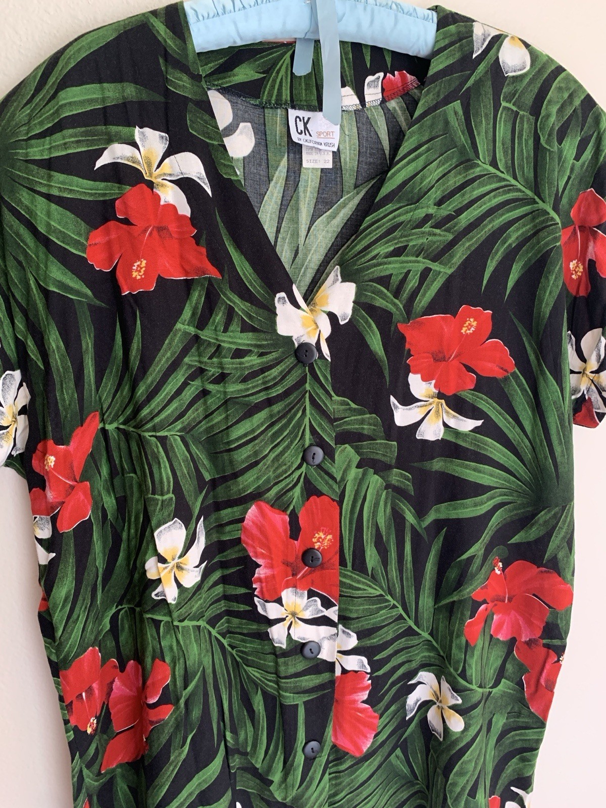 22 Vintage California Krush Hawaiian Button Shirt Sport Jersey 80s 90s Floral