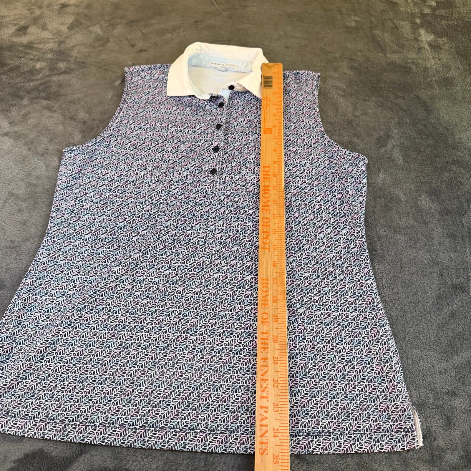 Fairway & Greene Ladies Sleeveless Golf Polo Shirt Geometric Print Womens Medium