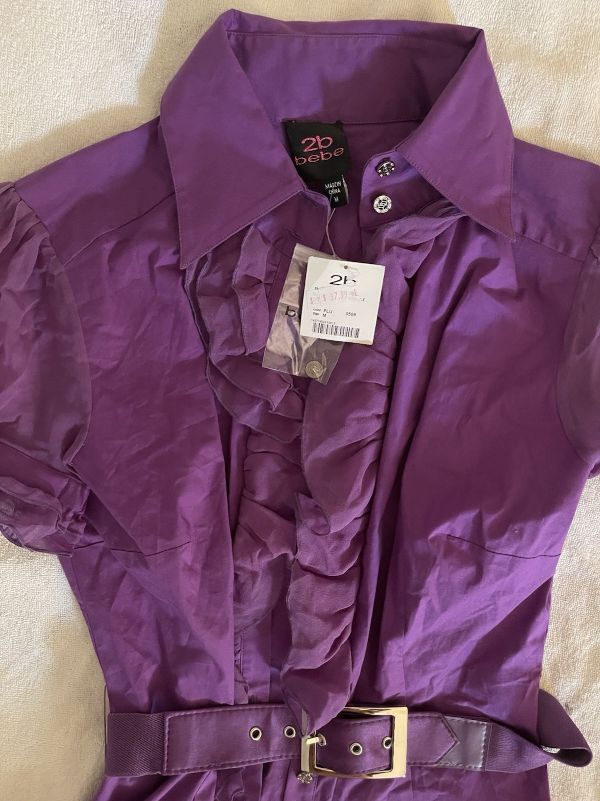 Bebe 2B Women’s Purple Top Size M Brand New With Tags 100 % Authentic