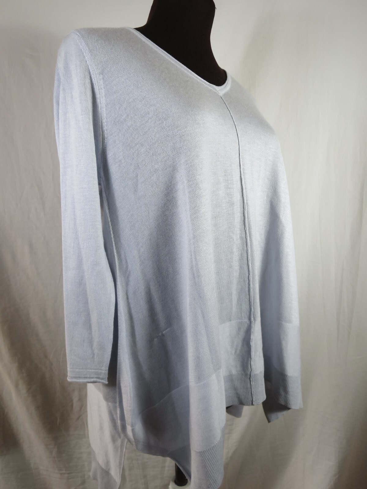 Zoe Couture Silk V Neck Pull Over Sweaters Blue Pale Gray 3/4 Sleeve Lot of 2 S