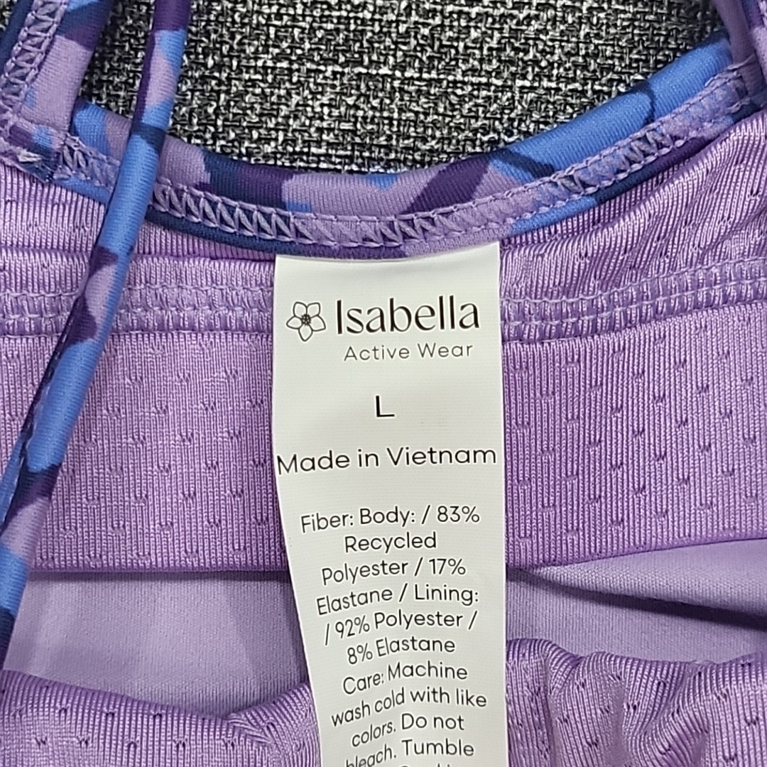 Isabella Active Wear Women’s Allover Printed Long Line Bra Tank Top Large Size