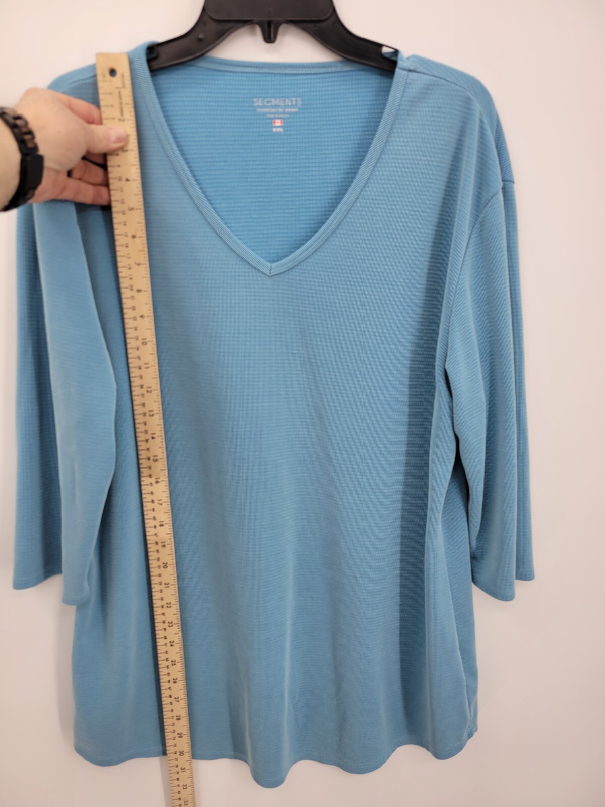 Segments Top Womens XXL Blue Textured Tencel Blend 3/4 Sleeve Casual Pullover