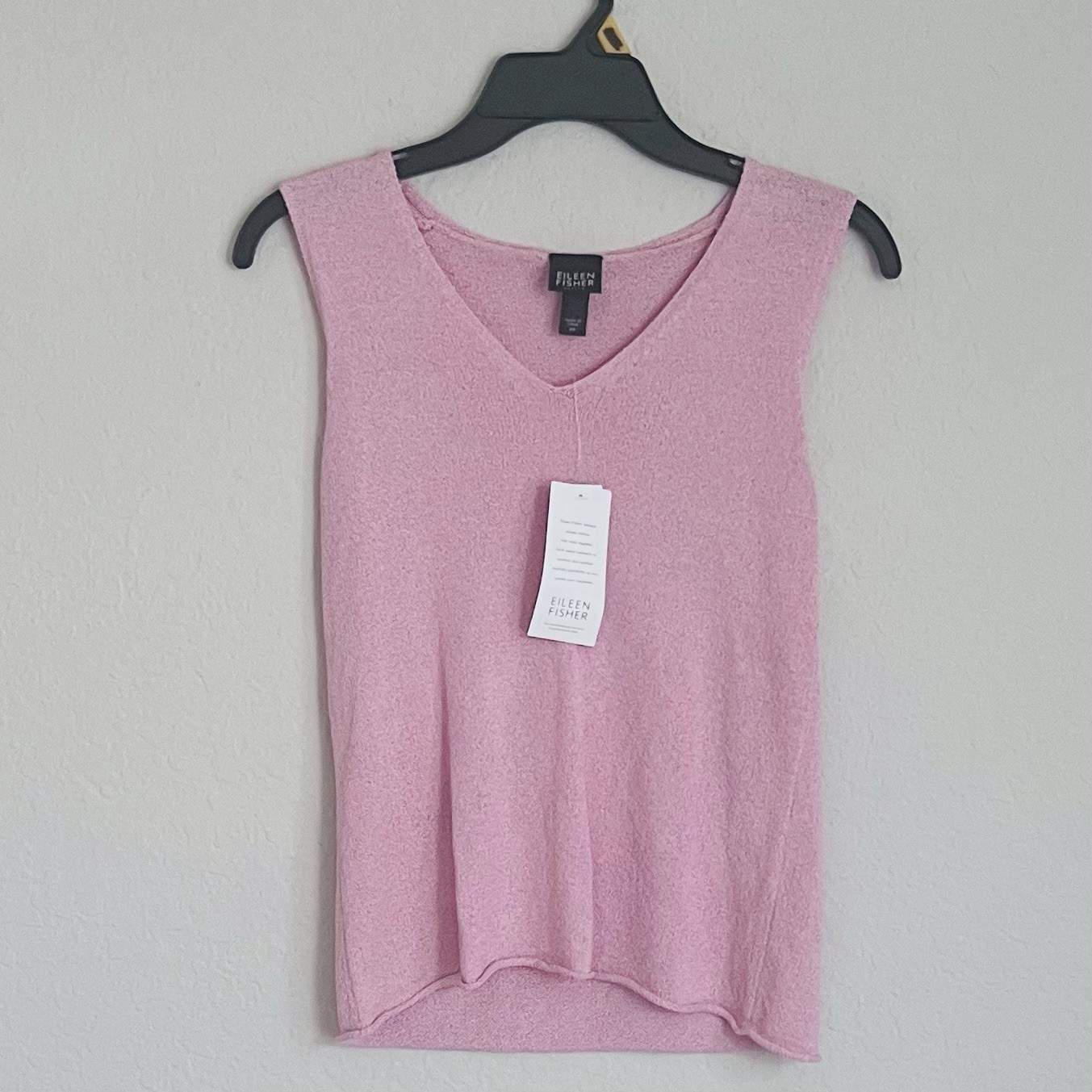 Eileen Fisher PP Petite V-Neck Tank Pink Silk Blend NWT Sleeveless Knit Shell