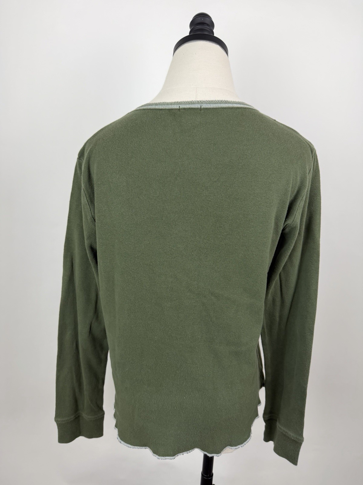 Vintage J Crew T-shirt Womens Medium 90s Y2K Tee Long Sleeve Olive Green HOLE