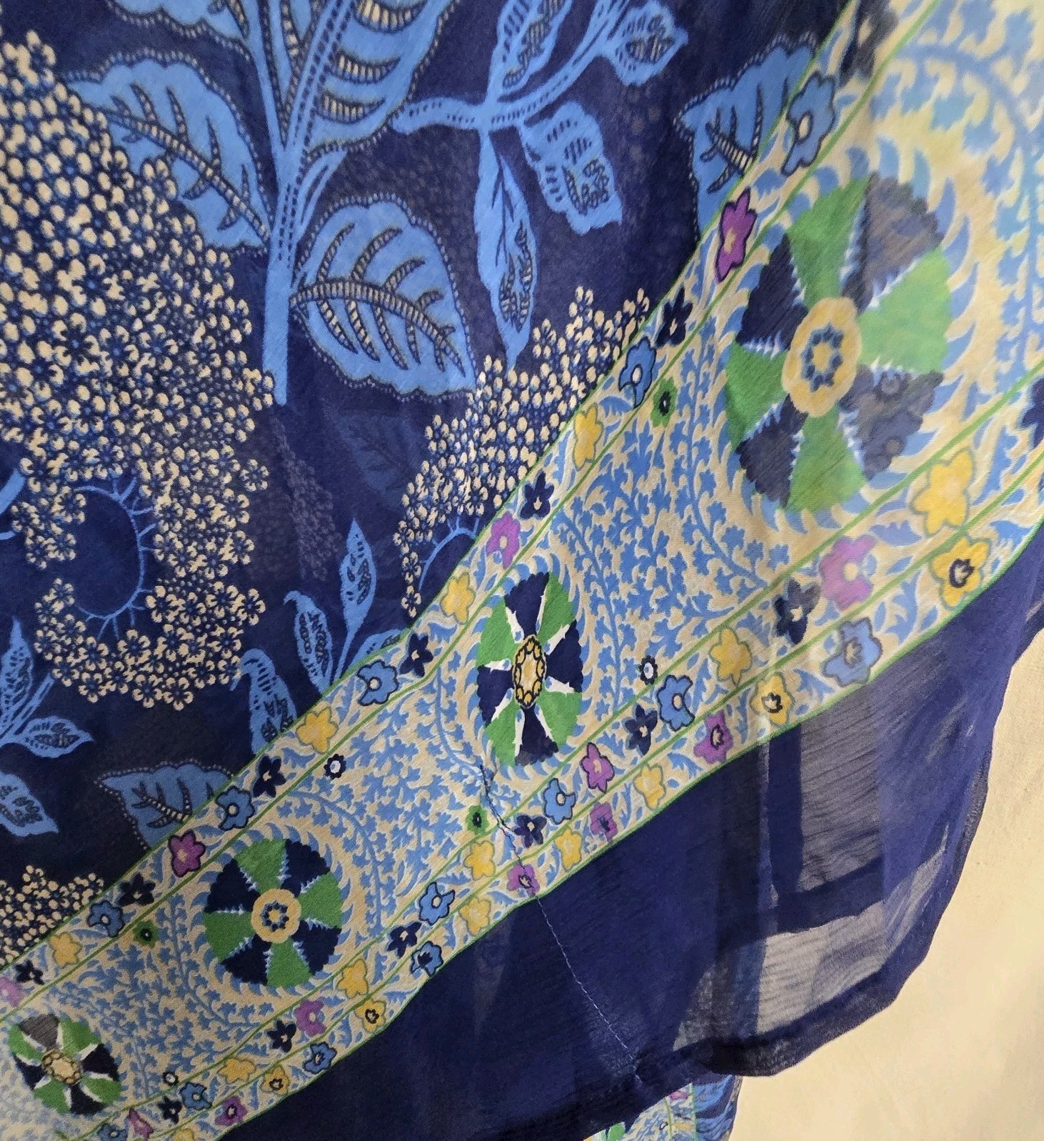 Womens Long Kimono Sheer Floral Print Boho Cover Lightweight One Size