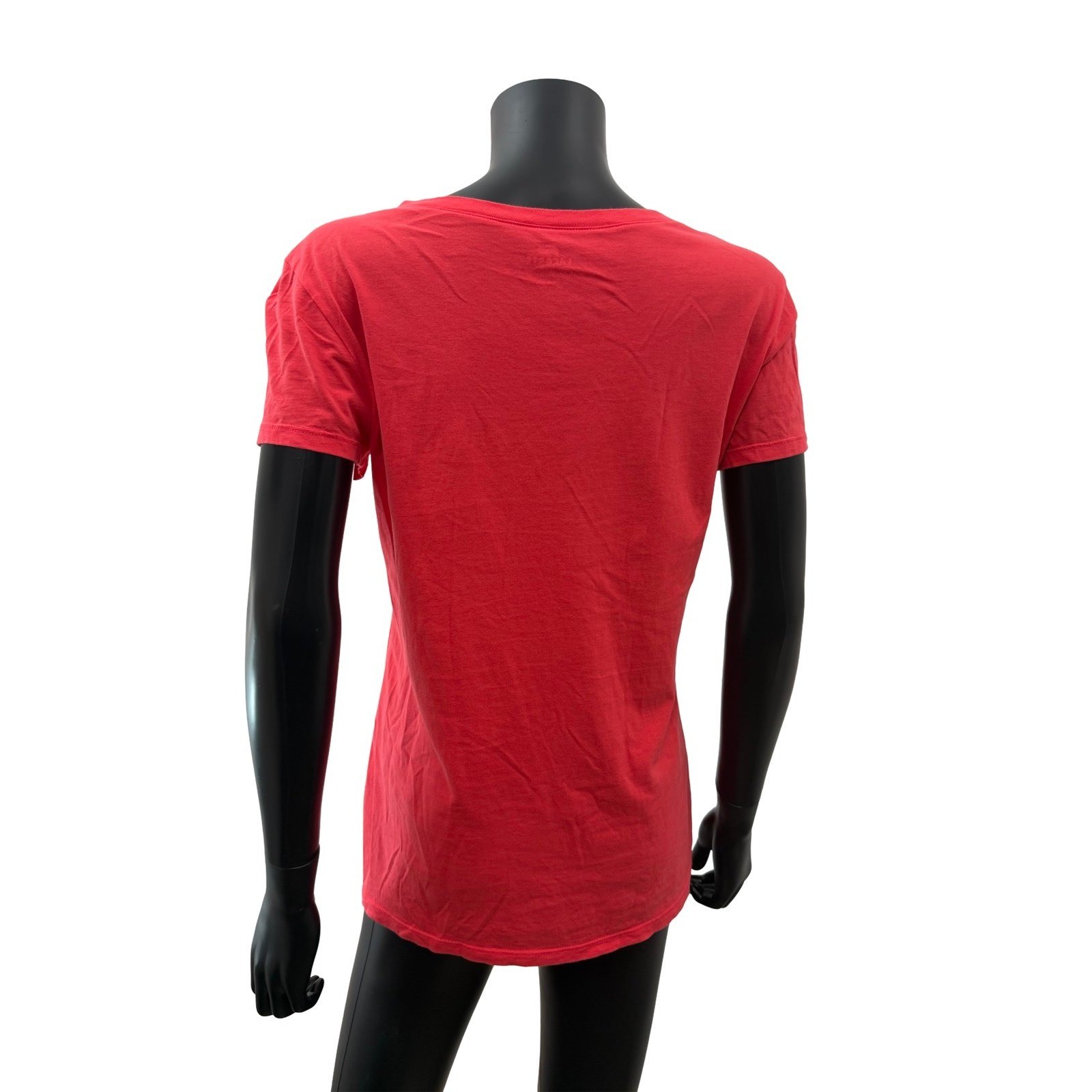Lacoste Women’s Red V-Neck T-Shirt Size 40 Logo Cotton Short Sleeve Tee