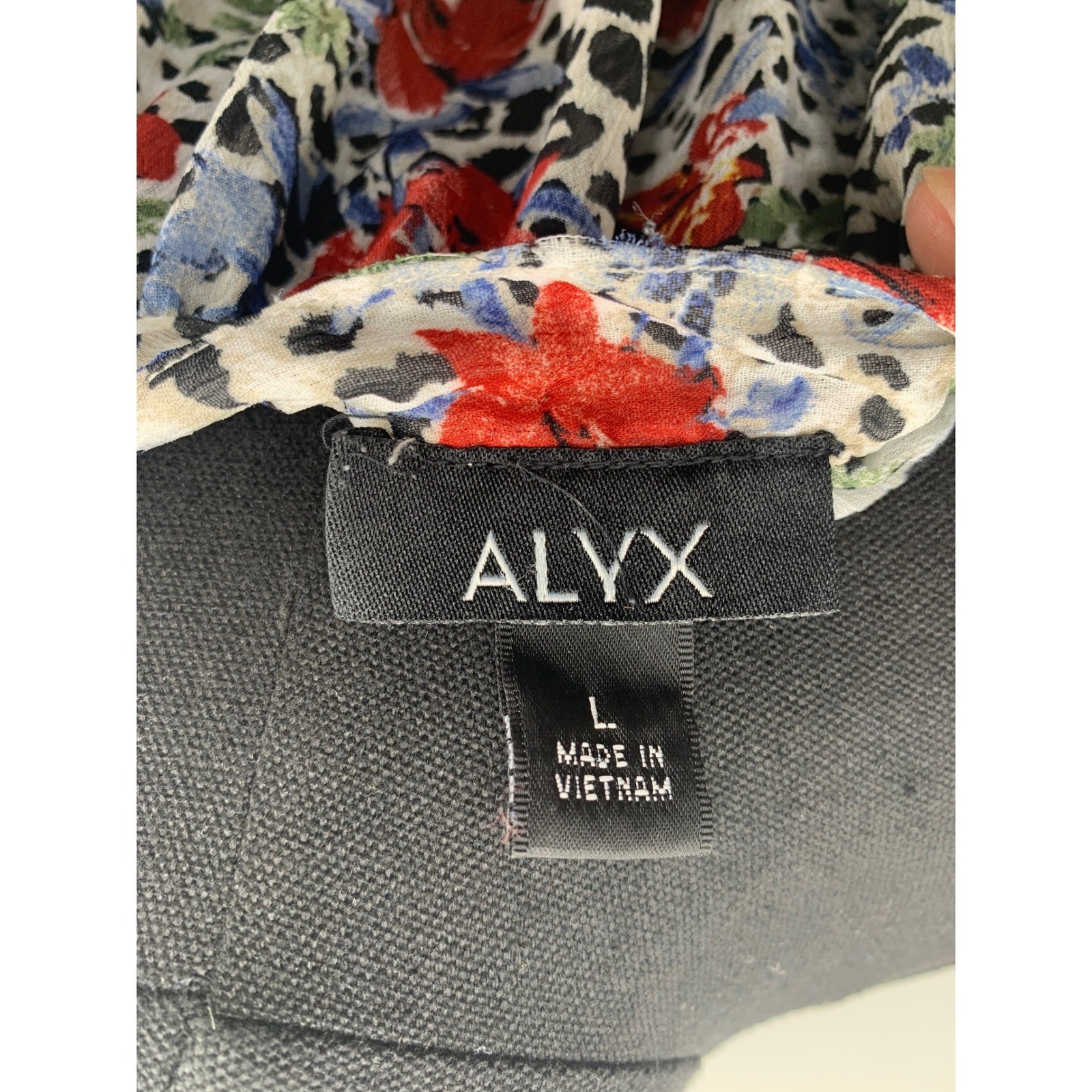 ALYX Womens Leopard Floral Print Tie Neck Sheer Blouse Top Multicolor Size L