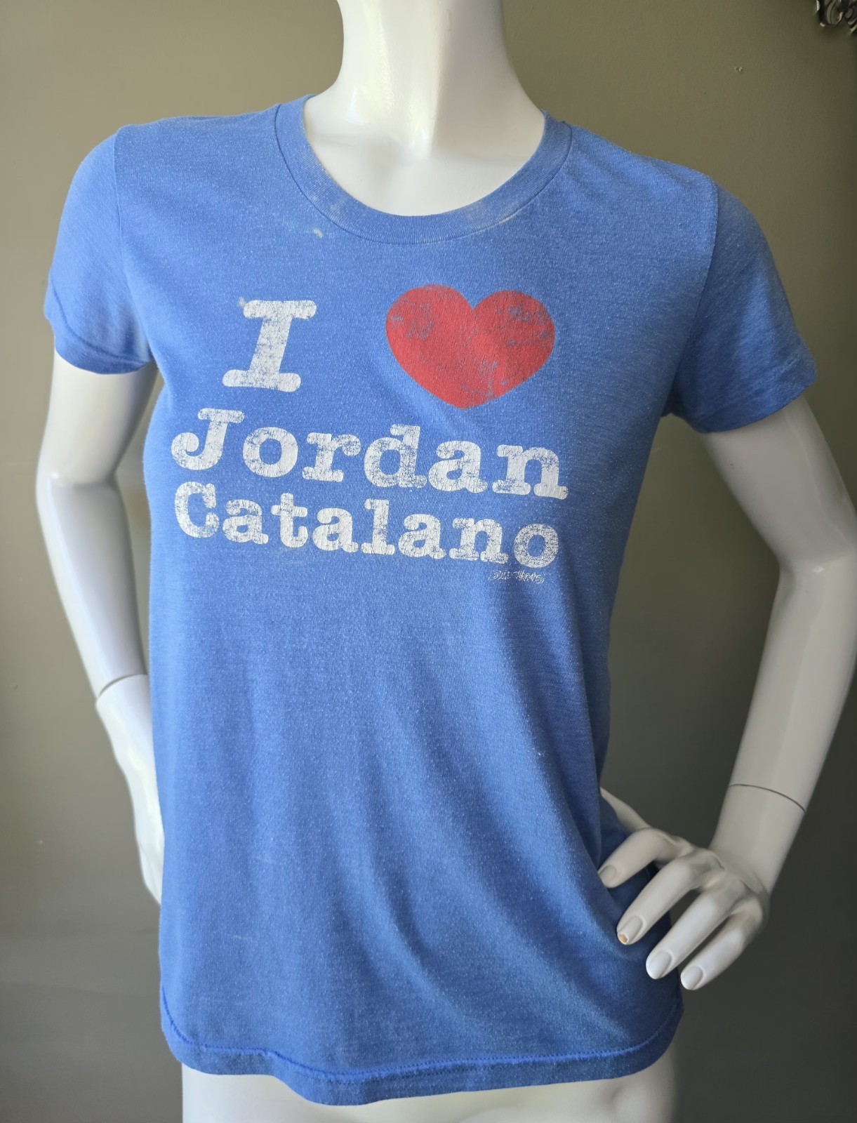 Womens I Love Jordan Catalano Graphic Tee Solid Threads S Blue MSCL