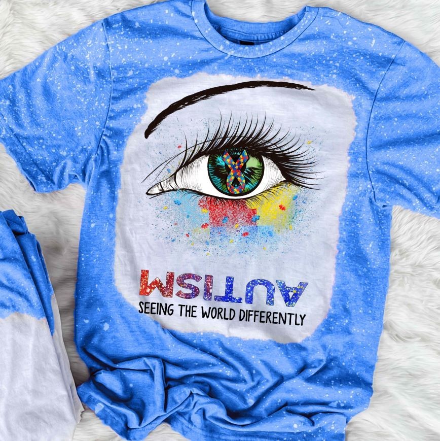 Autism Seeing the World Differently Bleached T-Shirt Neurodiversity Tee