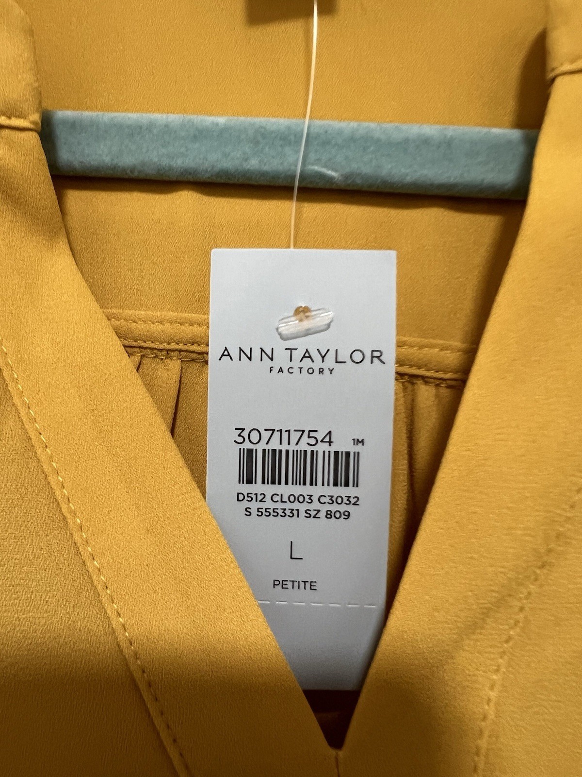 Ann Taylor Factory Women’s Yellow Long Sleeve Fall V Neck Blouse Large Petite