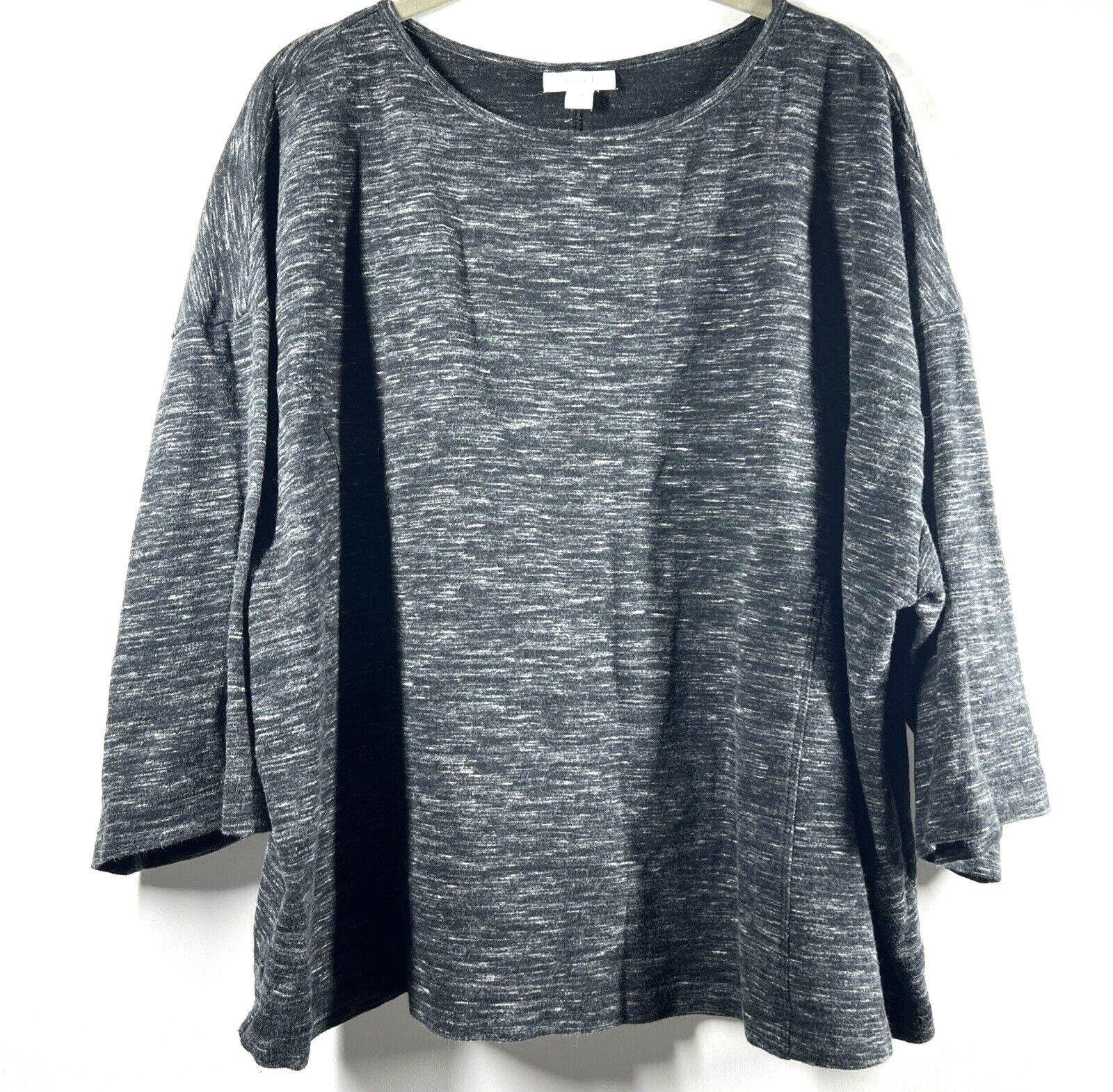 Pure Jill J Jill Top Large Lagenlook Black Casual Pullover Short Wide Oversized