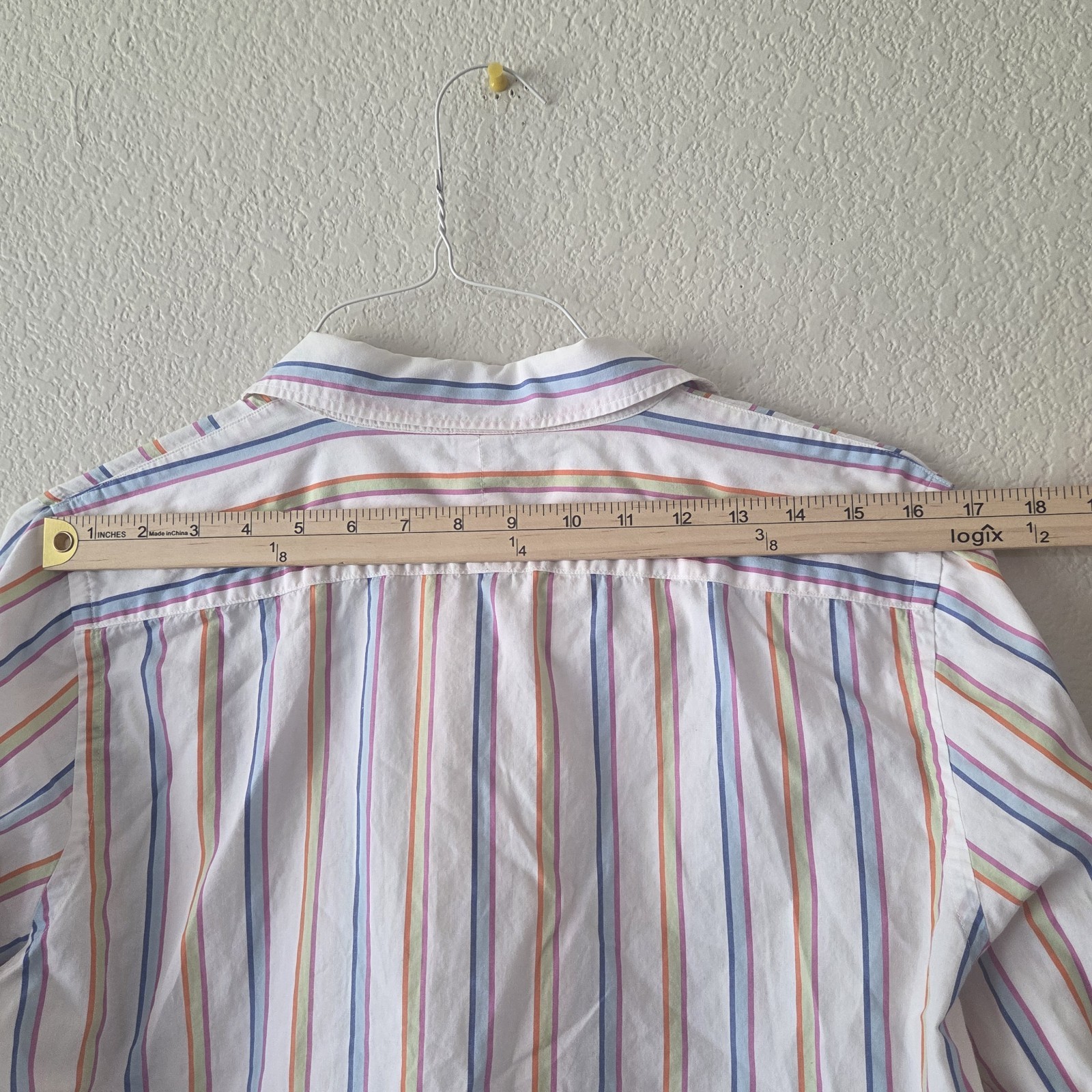 Vtg Ralph Lauren Women’s Rainbow Candy Stripe Button Up Shirt Size L 90s Preppy