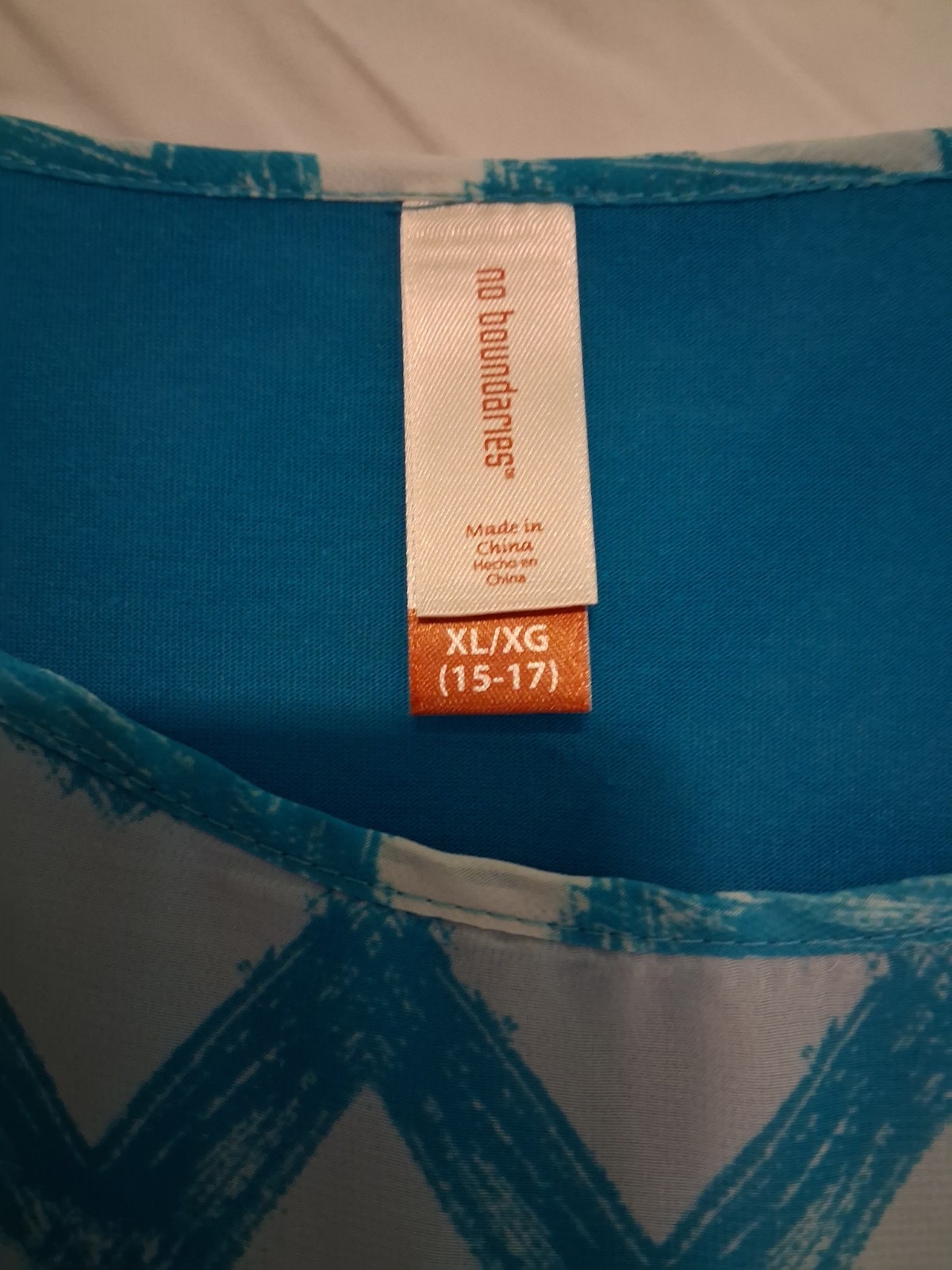 No Boundaries Blue & White Chevron Layered Spaghetti Strap Cami Tank XL